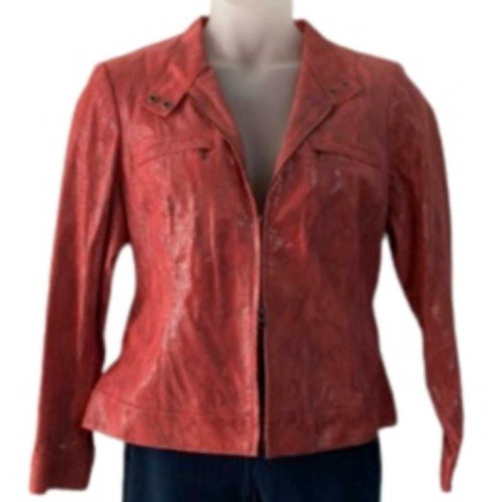 Alfani Sparkly Pink Snakeskin Leather Jacket - Picture 1 of 3